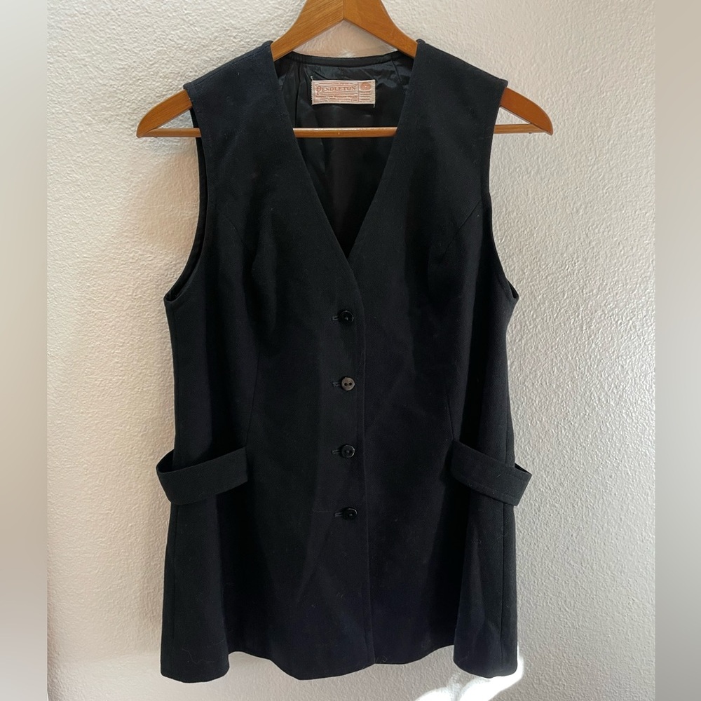 Pendleton Vintage 100% Wool Long Buttoned Vest Si… - image 1